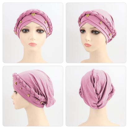 African Women Turban Caps Pre-Tied Twisted Turbans Head Scarf for Women Hair Wraps Cover Beanie Cancer Chemo Headwear