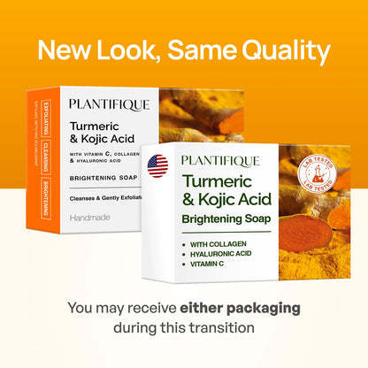 PLANTIFIQUE Kojic Acid & Turmeric Soap for Dark Spots, Lab Tested, 3 Pack