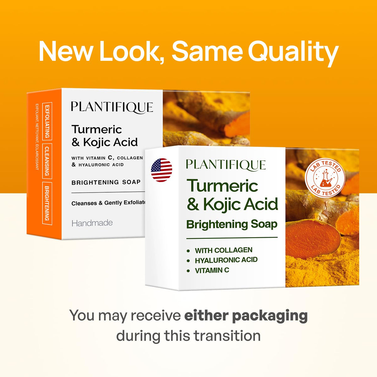 PLANTIFIQUE Kojic Acid & Turmeric Soap for Dark Spots, Lab Tested, 3 Pack