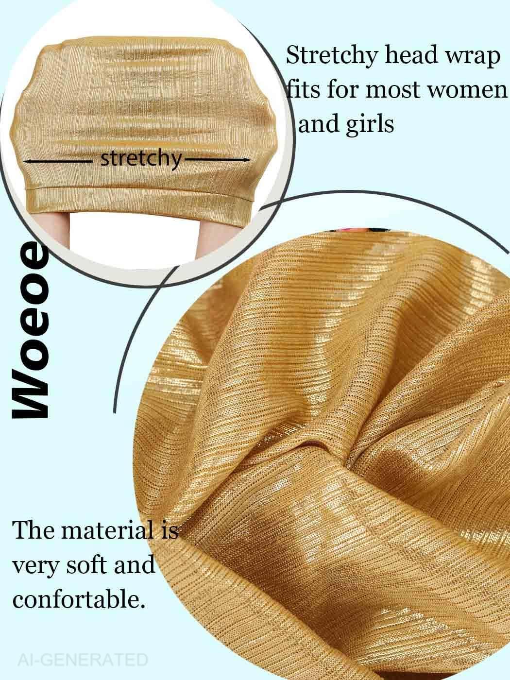 Woeoe African Headwrap Gold Braided Turbans for Women