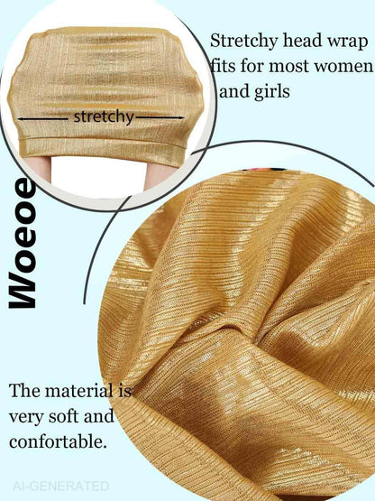 Woeoe African Headwrap Gold Braided Turbans for Women
