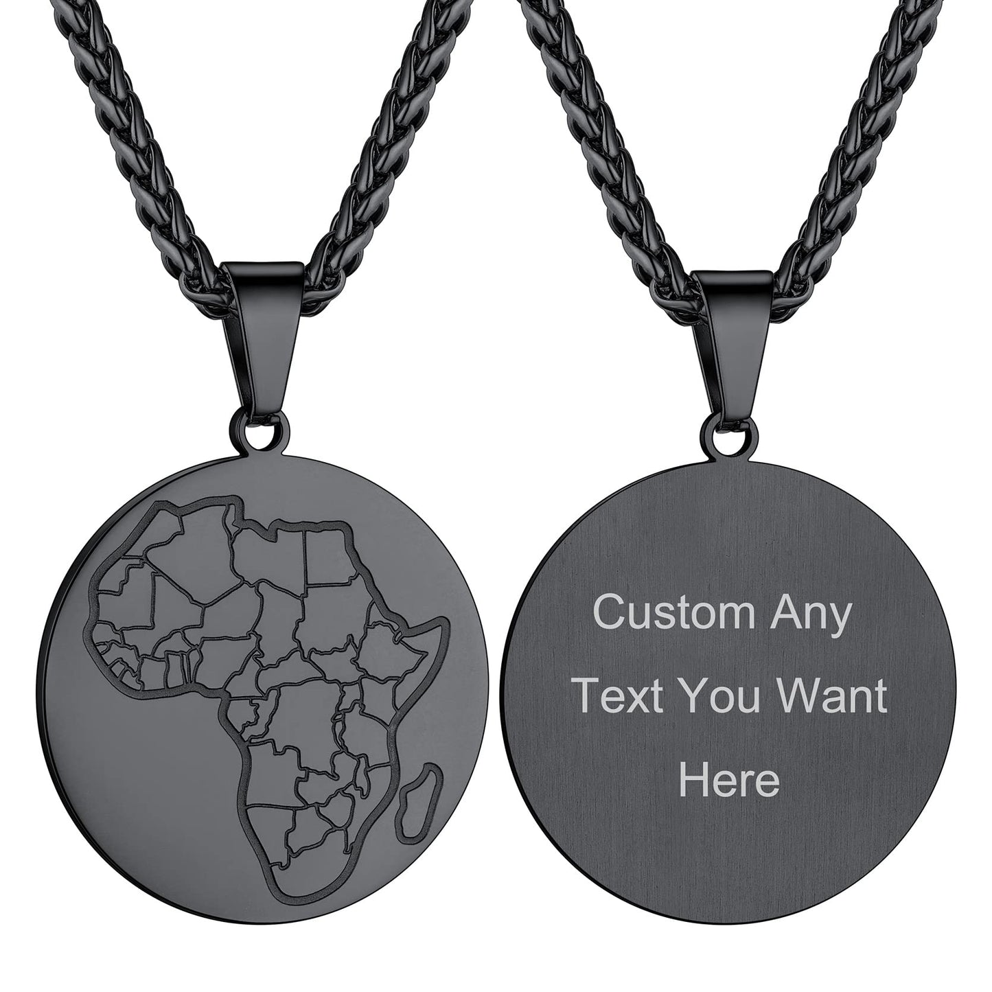 GOLDCHIC JEWELRY Africa Map Necklace for Men, Stainless Steel African Tribal/Egyptian Eye of Horus/I LOVE AFRICA/Elephant Map Hiphop Jewelry Unisex with 22'+2'Adjustable Chain