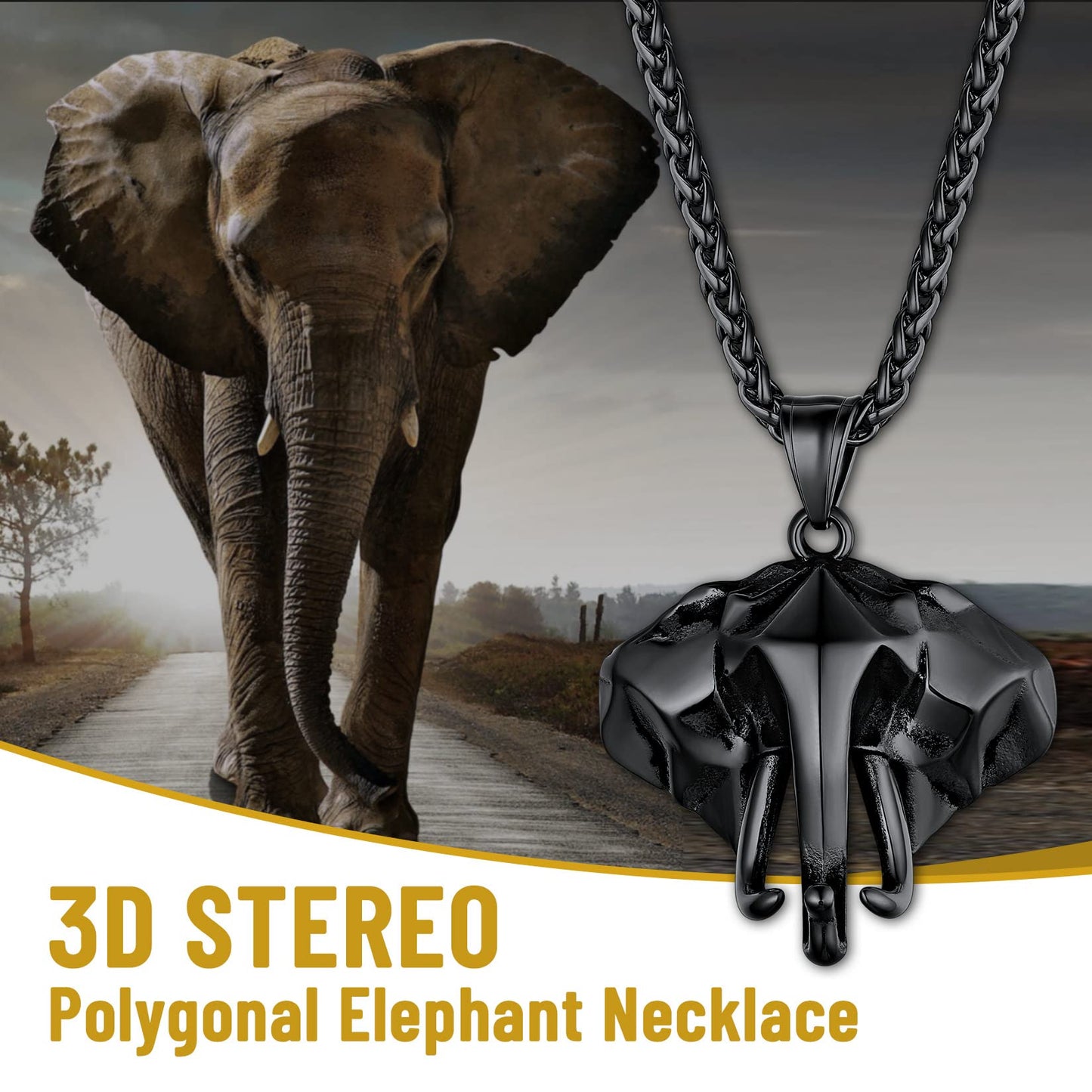 GOLDCHIC JEWELRY Africa Map Necklace for Men, Stainless Steel African Tribal/Egyptian Eye of Horus/I LOVE AFRICA/Elephant Map Hiphop Jewelry Unisex with 22'+2'Adjustable Chain