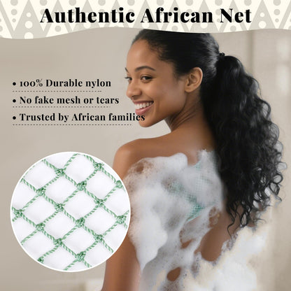 African Net Sponge Authentic-4 Packs African Exfoliating Net Sponge,Bath Sponges for Shower,42 inch Long for Normal to Sensitive Skin, for Daily use, Body Exfoliator Shower (Green,Pink,Blue,Grey)