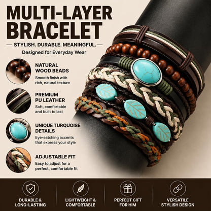Gothic Bracelet Adjustable Punk Braided Leather Multilayer Grunge Set Bracelets Emo Metal Cuff Wrap Bangles Meaningful Gift
