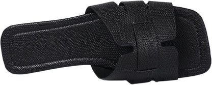 Women's Dressy Casual Flat Sandals, Elegant Comfortable Slip-On Slides with Textured Upper, Versatile Dressy Style for Everyday Wear