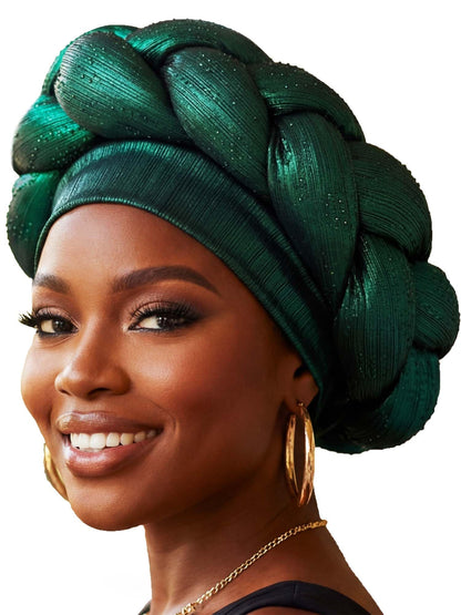 Woeoe African Headwrap Gold Braided Turbans for Women