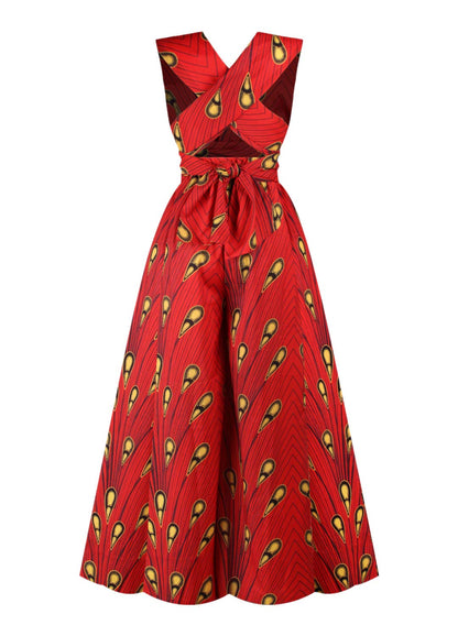 Women's African Jumpsuits Rompers V-Neck Multi-Way Wide Leg Pants