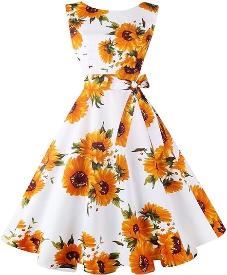 Hanpceirs Women's Boatneck Sleeveless Swing Vintage 1950s Cocktail Dress New
