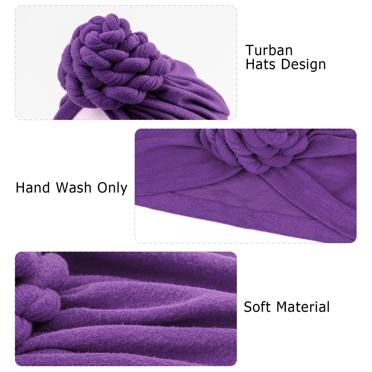 DRESHOW 5 Pack Knotted Headwraps for Women African Turban Pre-Knotted Beanie Headwraps Hair Covers