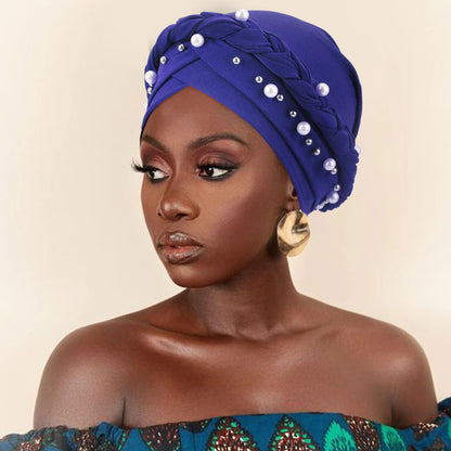 African Women Turban Caps Pre-Tied Twisted Turbans Head Scarf for Women Hair Wraps Cover Beanie Cancer Chemo Headwear