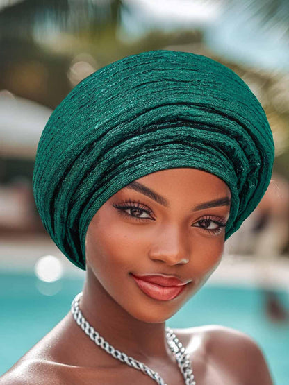 Woeoe African Head Wraps for Black Women Gold Pre Tied Headdress Wedding Turban Hats