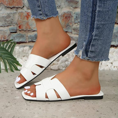 Women's Dressy Casual Flat Sandals, Elegant Comfortable Slip-On Slides with Textured Upper, Versatile Dressy Style for Everyday Wear (Copy) (Copy) (Copy) (Copy)