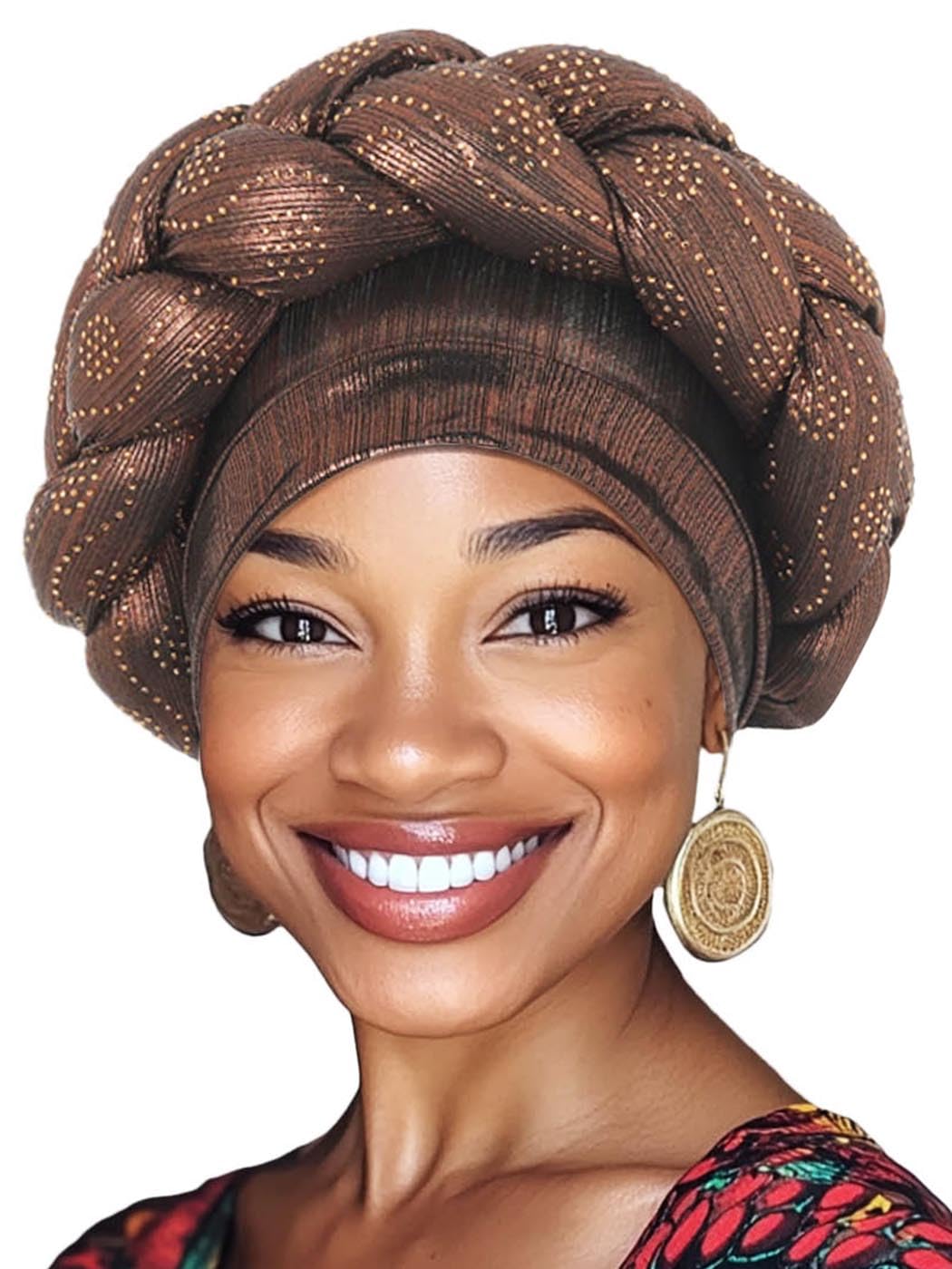 Woeoe African Headwrap Gold Braided Turbans for Women