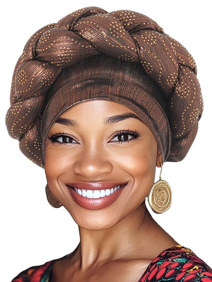 Woeoe African Headwrap Gold Braided Turbans for Women