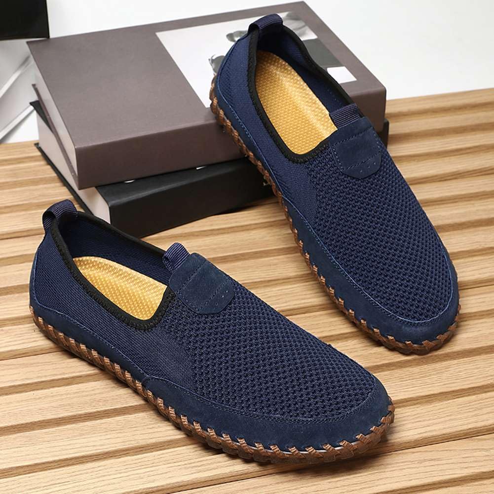 Men's Genuine Leather Loafer Shoes Slip On Soft Walking Shoes Perforated Driving Shoes