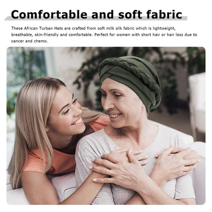 African Women Turban Caps Pre-Tied Twisted Turbans Head Scarf for Women Hair Wraps Cover Beanie Cancer Chemo Headwear