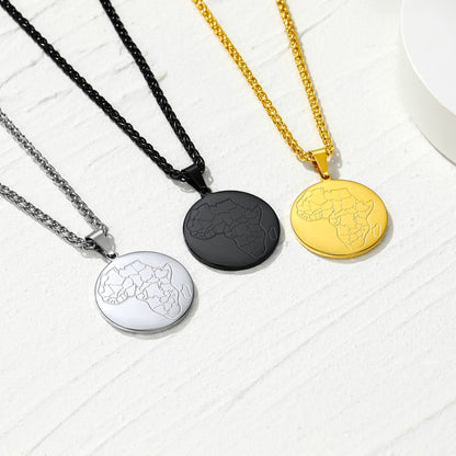 GOLDCHIC JEWELRY Africa Map Necklace for Men, Stainless Steel African Tribal/Egyptian Eye of Horus/I LOVE AFRICA/Elephant Map Hiphop Jewelry Unisex with 22'+2'Adjustable Chain
