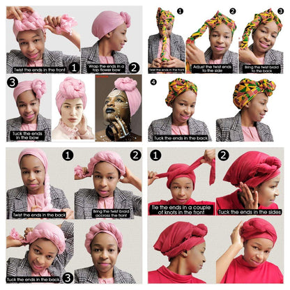 Ankara African Print Soft Headwraps Headband Long Hair Head Wrap Scarf Turban Tie Jersey Knit African head wraps