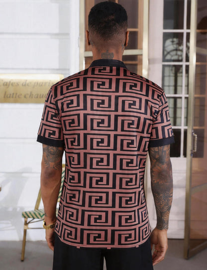 Mens African Dashiki Kente Printed Shirts Cuban Collar Short Sleeve Button Down Vintage Beach Summer Hawaiian Shirts