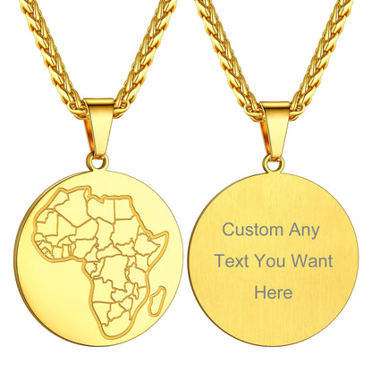 GOLDCHIC JEWELRY Africa Map Necklace for Men, Stainless Steel African Tribal/Egyptian Eye of Horus/I LOVE AFRICA/Elephant Map Hiphop Jewelry Unisex with 22'+2'Adjustable Chain