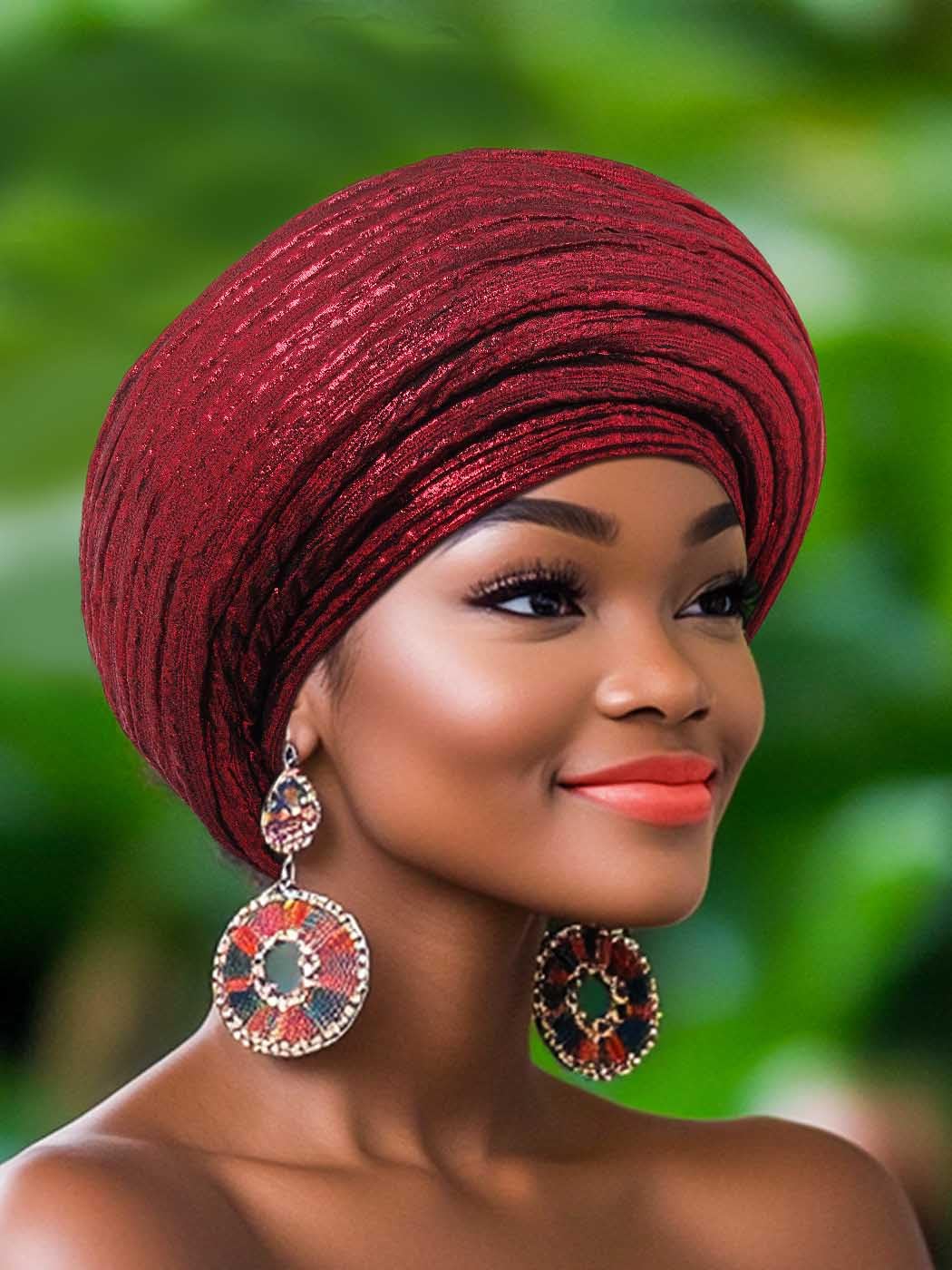 Woeoe African Head Wraps for Black Women Gold Pre Tied Headdress Wedding Turban Hats
