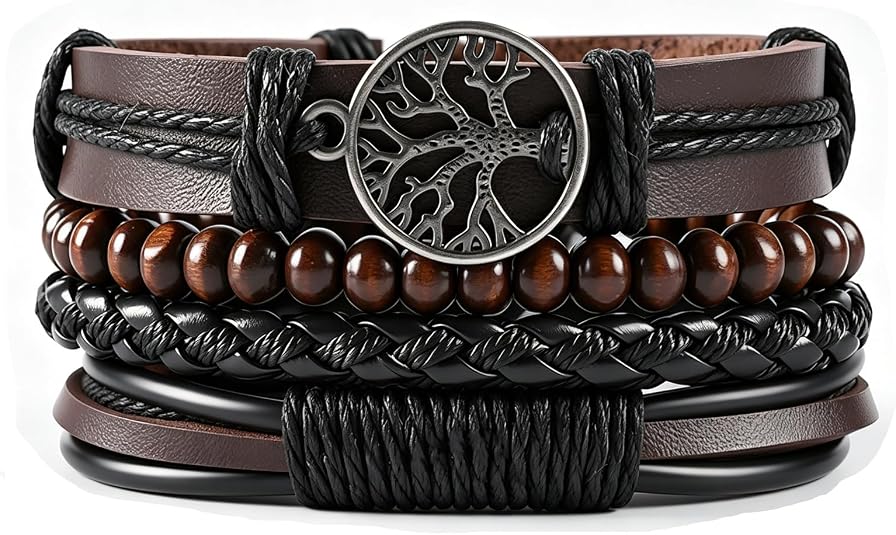 Gothic Bracelet Adjustable Punk Braided Leather Multilayer Grunge Set Bracelets Emo Metal Cuff Wrap Bangles Meaningful Gift