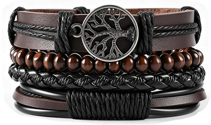 Gothic Bracelet Adjustable Punk Braided Leather Multilayer Grunge Set Bracelets Emo Metal Cuff Wrap Bangles Meaningful Gift