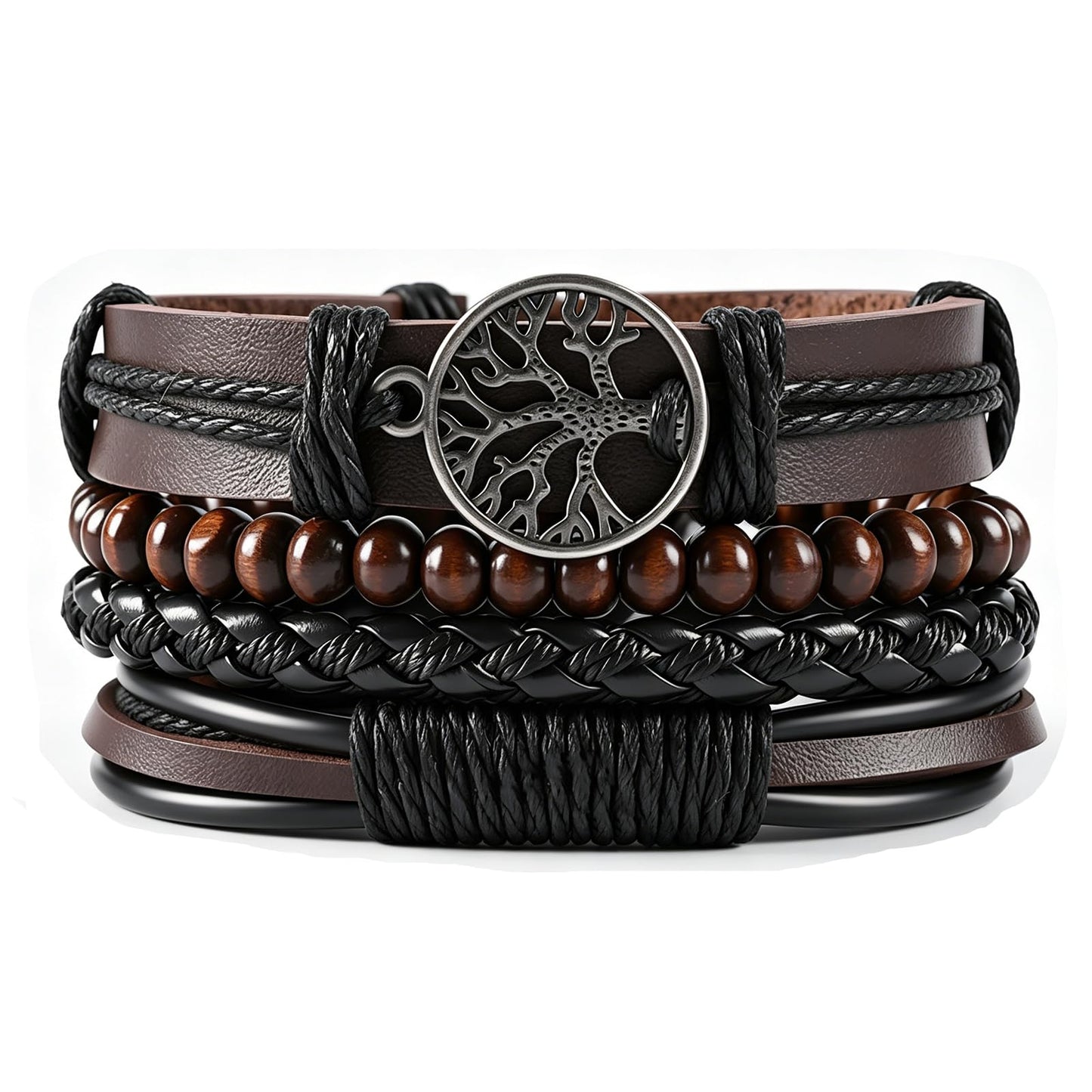 Gothic Bracelet Adjustable Punk Braided Leather Multilayer Grunge Set Bracelets Emo Metal Cuff Wrap Bangles Meaningful Gift