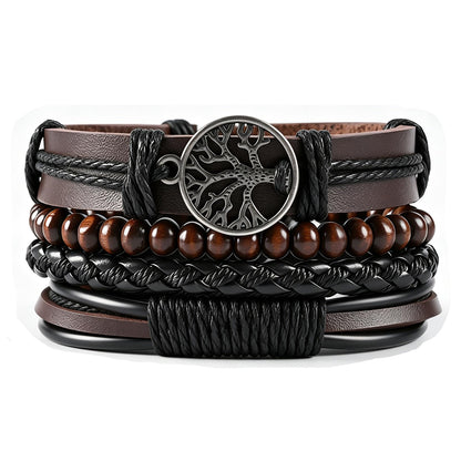 Gothic Bracelet Adjustable Punk Braided Leather Multilayer Grunge Set Bracelets Emo Metal Cuff Wrap Bangles Meaningful Gift