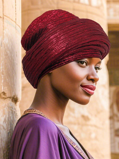 Woeoe African Head Wraps for Black Women Gold Pre Tied Headdress Wedding Turban Hats