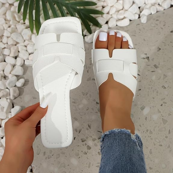 Women's Dressy Casual Flat Sandals, Elegant Comfortable Slip-On Slides with Textured Upper, Versatile Dressy Style for Everyday Wear (Copy) (Copy) (Copy) (Copy)