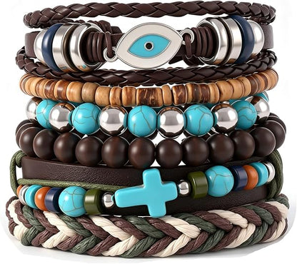 Gothic Bracelet Adjustable Punk Braided Leather Multilayer Grunge Set Bracelets Emo Metal Cuff Wrap Bangles Meaningful Gift