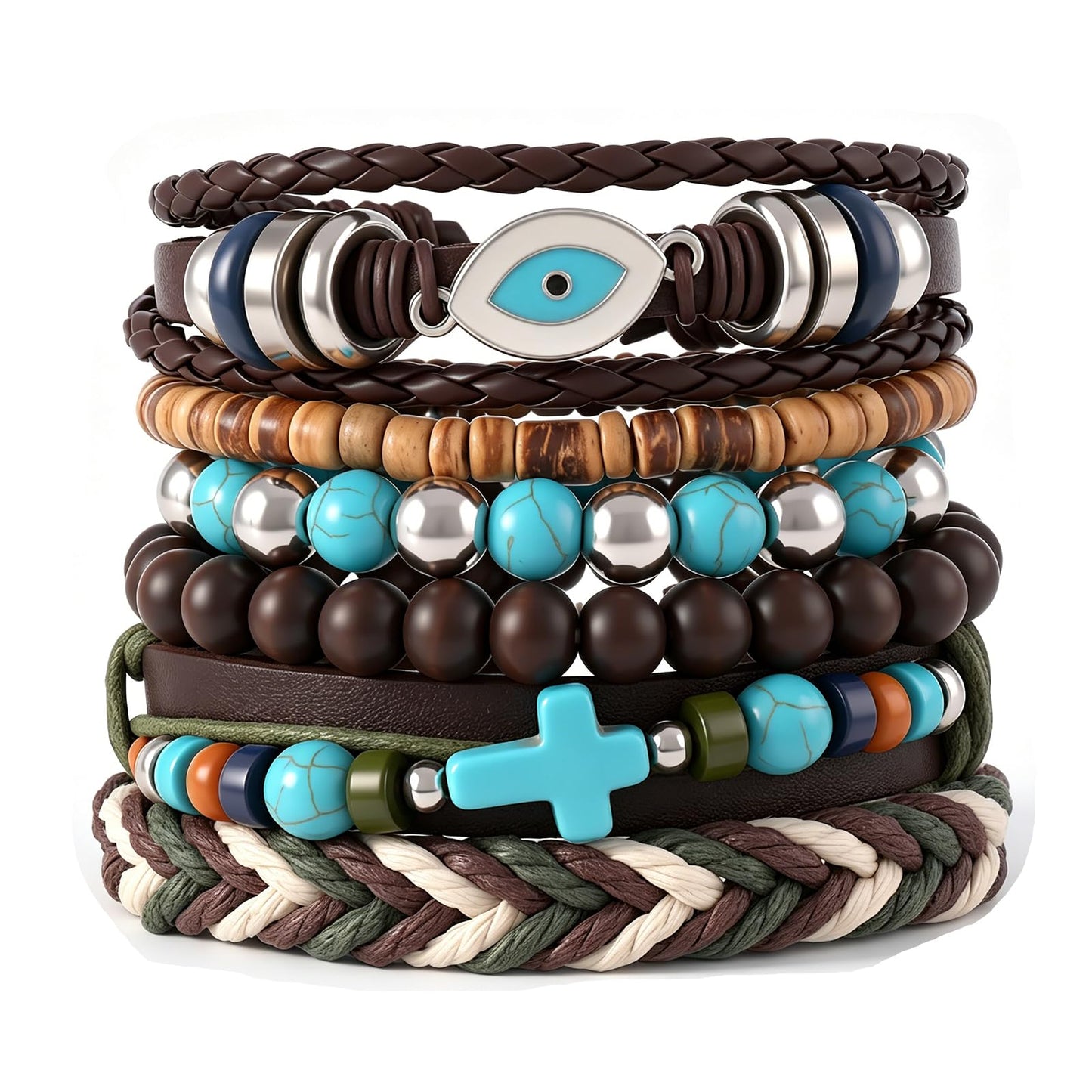 Gothic Bracelet Adjustable Punk Braided Leather Multilayer Grunge Set Bracelets Emo Metal Cuff Wrap Bangles Meaningful Gift