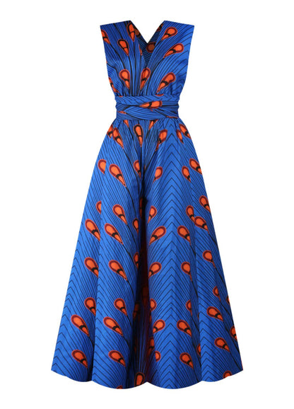 Women's African Jumpsuits Rompers V-Neck Multi-Way Wide Leg Pants
