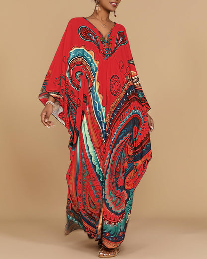Bsubseach Moo Moos for Women Batwing Sleeve Kaftan Dresses with Pockets