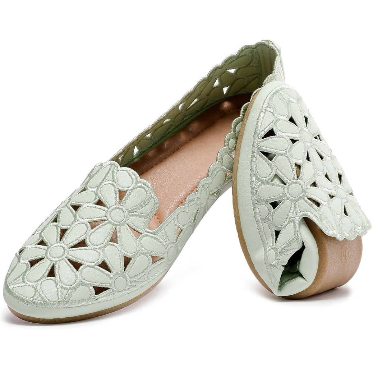 HEAWISH Women's Floral Ballet Flats Slip On Dress Shoes