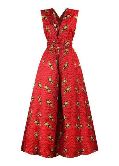Women's African Jumpsuits Rompers V-Neck Multi-Way Wide Leg Pants