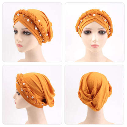 African Women Turban Caps Pre-Tied Twisted Turbans Head Scarf for Women Hair Wraps Cover Beanie Cancer Chemo Headwear