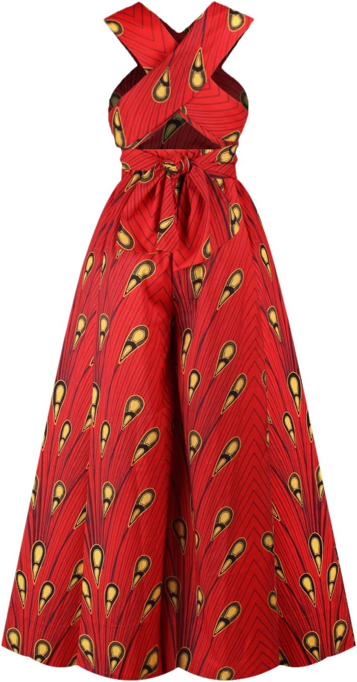 Women's African Jumpsuits Rompers V-Neck Multi-Way Wide Leg Pants