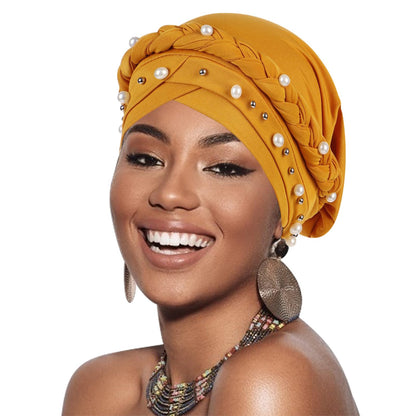 African Women Turban Caps Pre-Tied Twisted Turbans Head Scarf for Women Hair Wraps Cover Beanie Cancer Chemo Headwear