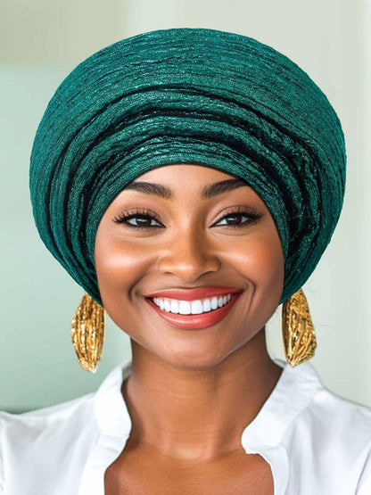 Woeoe African Head Wraps for Black Women Gold Pre Tied Headdress Wedding Turban Hats