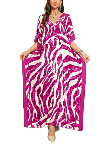 KECVOT Kaftan Dresses for Women V-Neck Print Swimsuit Cover Up Plus Size Beach Caftan Lounge Dress