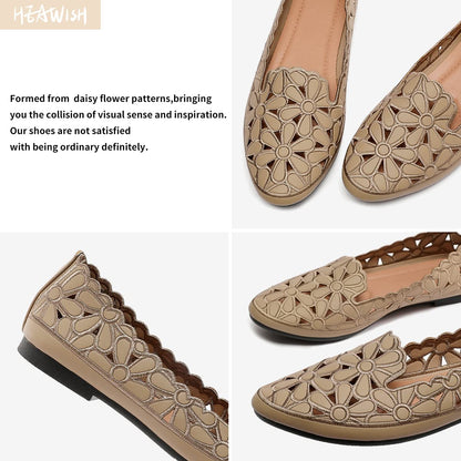 HEAWISH Women's Floral Ballet Flats Slip On Dress Shoes
