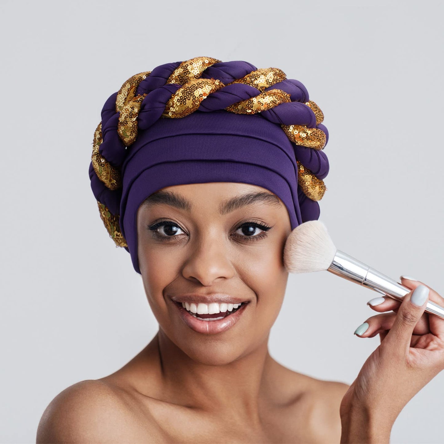 4 Pcs African Turban Head Wrap for Black Women Braid Beanie Stretchy Elastic Turban Hair Wrap