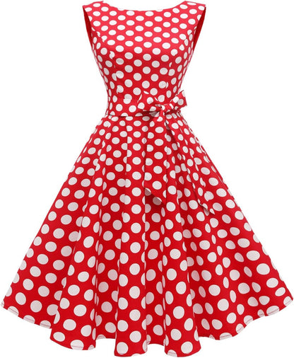 Hanpceirs Women's Boatneck Sleeveless Swing Vintage 1950s Cocktail Dress New