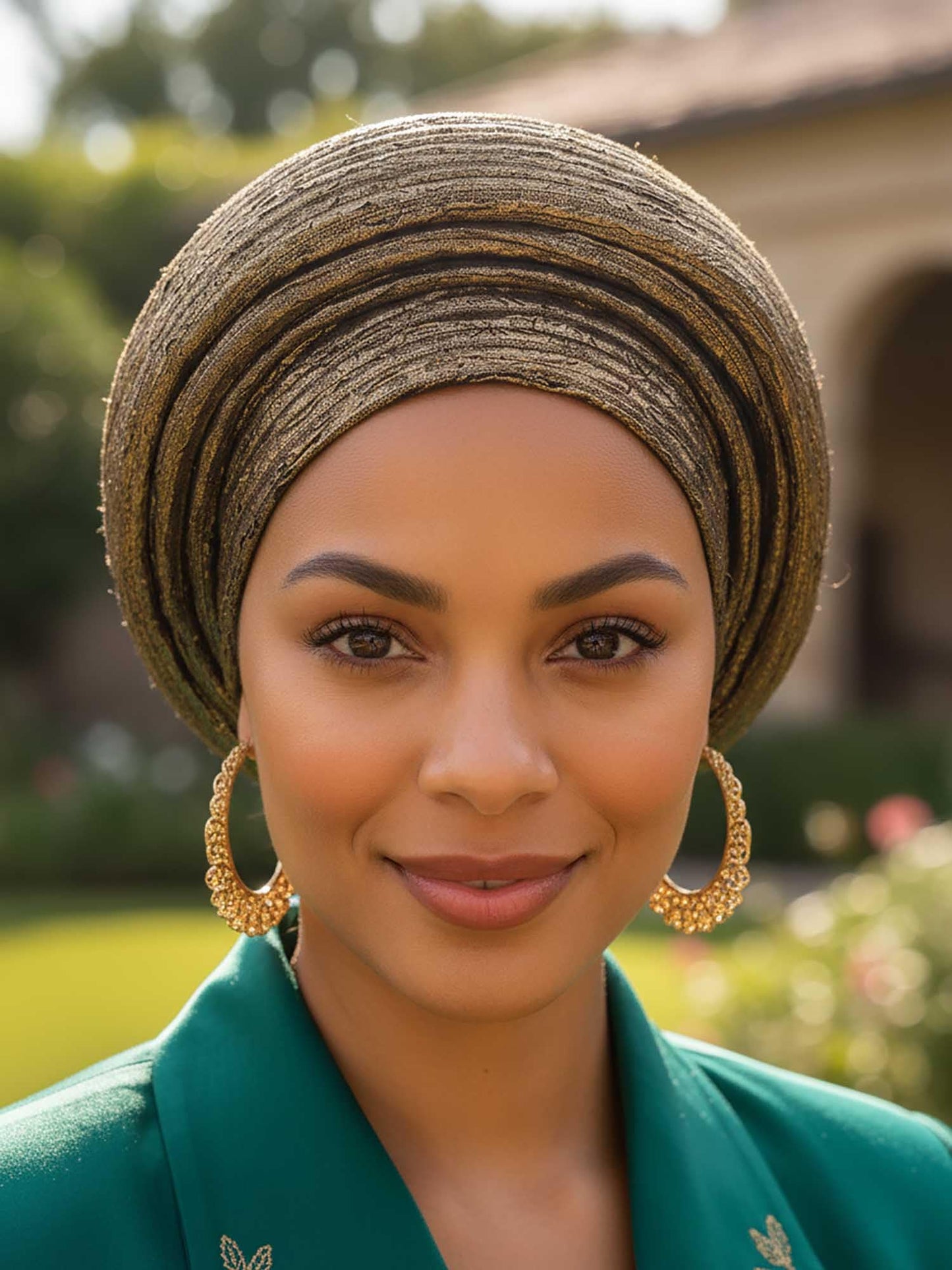 Woeoe African Head Wraps for Black Women Gold Pre Tied Headdress Wedding Turban Hats