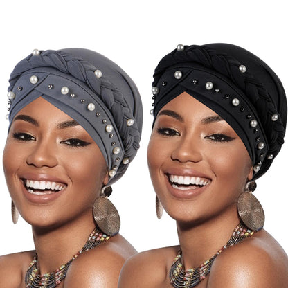 African Women Turban Caps Pre-Tied Twisted Turbans Head Scarf for Women Hair Wraps Cover Beanie Cancer Chemo Headwear