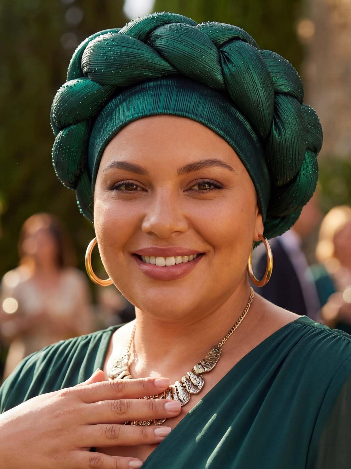 Woeoe African Headwrap Gold Braided Turbans for Women