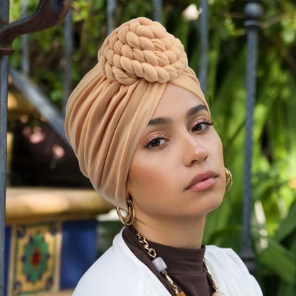 DRESHOW 5 Pack Knotted Headwraps for Women African Turban Pre-Knotted Beanie Headwraps Hair Covers